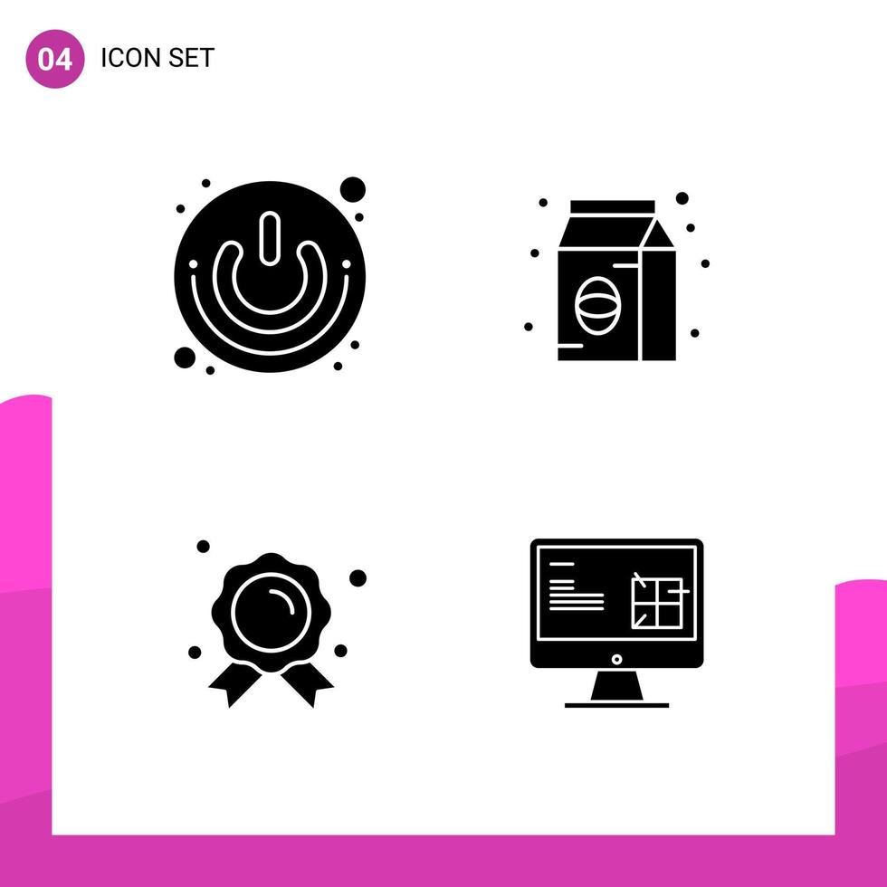 paquete de conjunto de iconos de glifo de 4 iconos sólidos aislados en fondo blanco para aplicaciones móviles y de impresión de diseño de sitios web receptivos vector