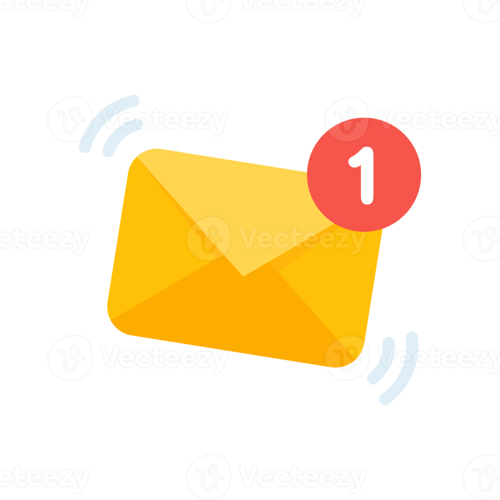 Yellow envelope. The concept of communication and email notification via online channels. png