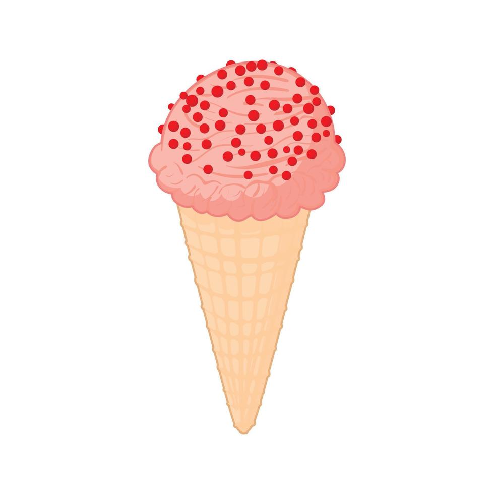icono de helado de fresa, estilo de dibujos animados vector