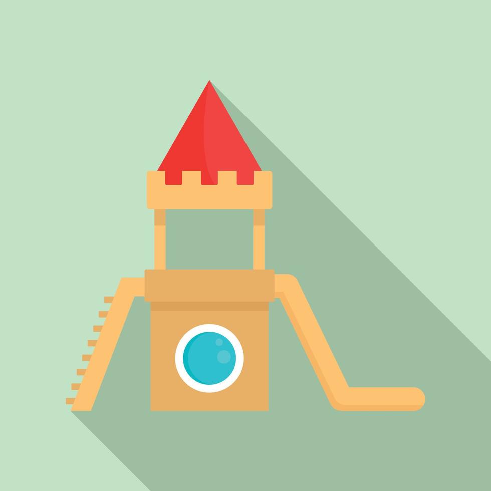 Wood kid castle icon, flat style vector