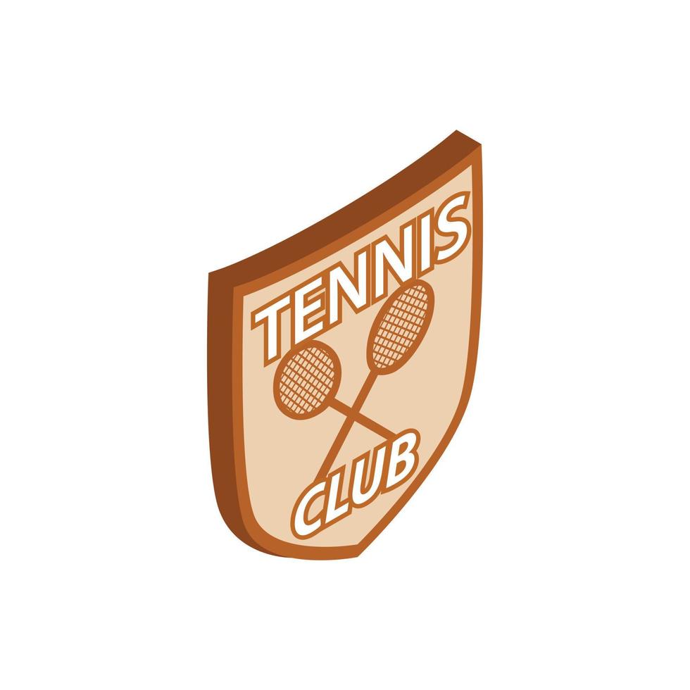 Tennis club shield icon, isometric 3d style vector