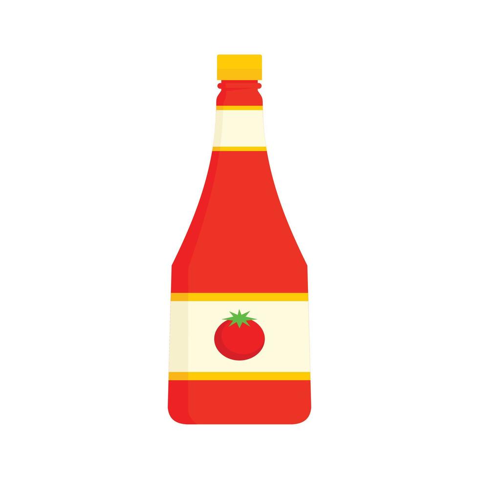 Natural ketchup bottle icon, flat style vector