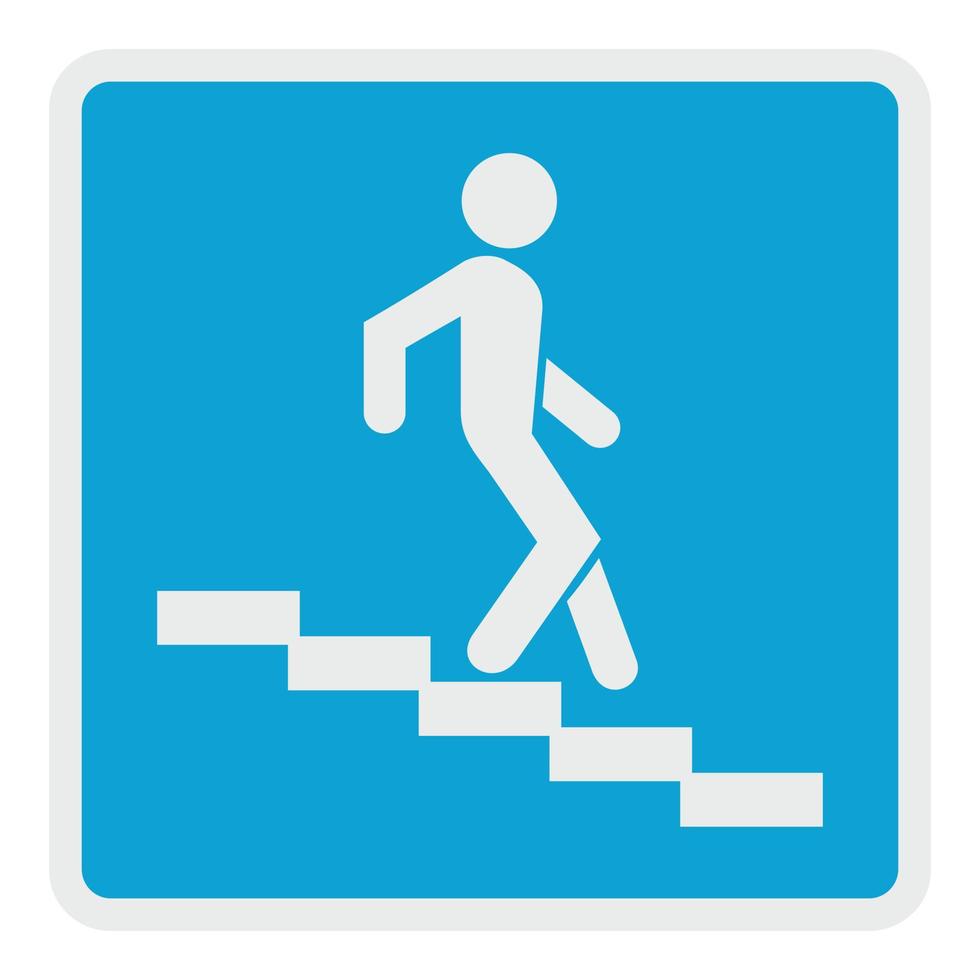 hombre bajando el icono de la escalera, estilo plano. vector