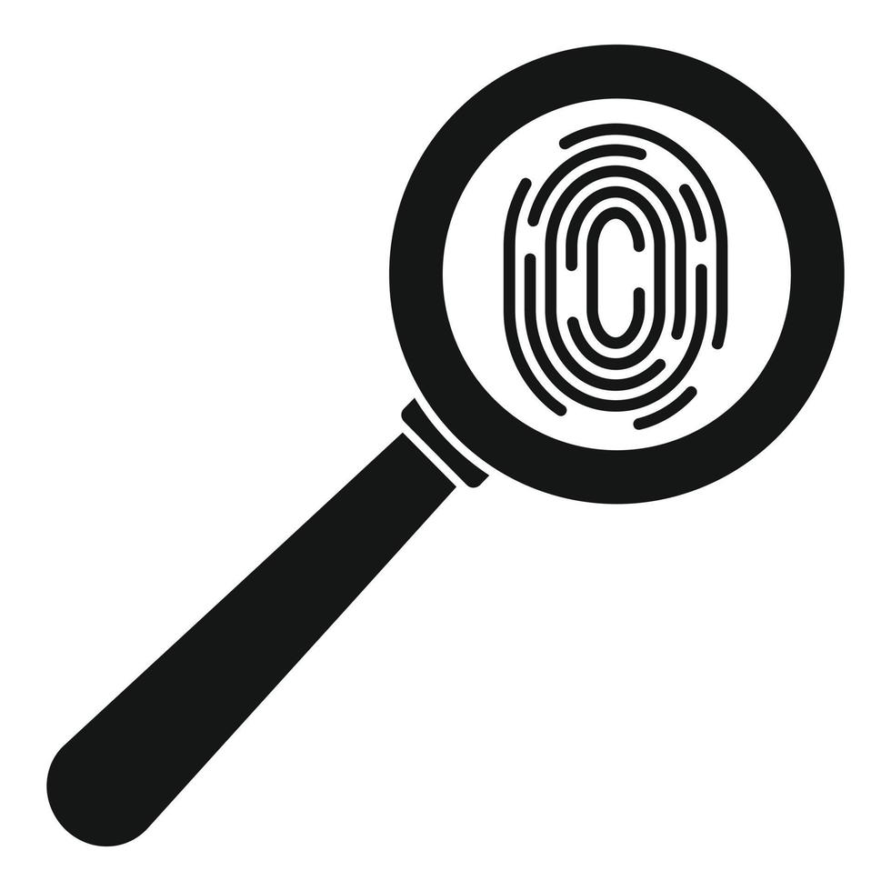 Magnifier fingerprint icon, simple style vector