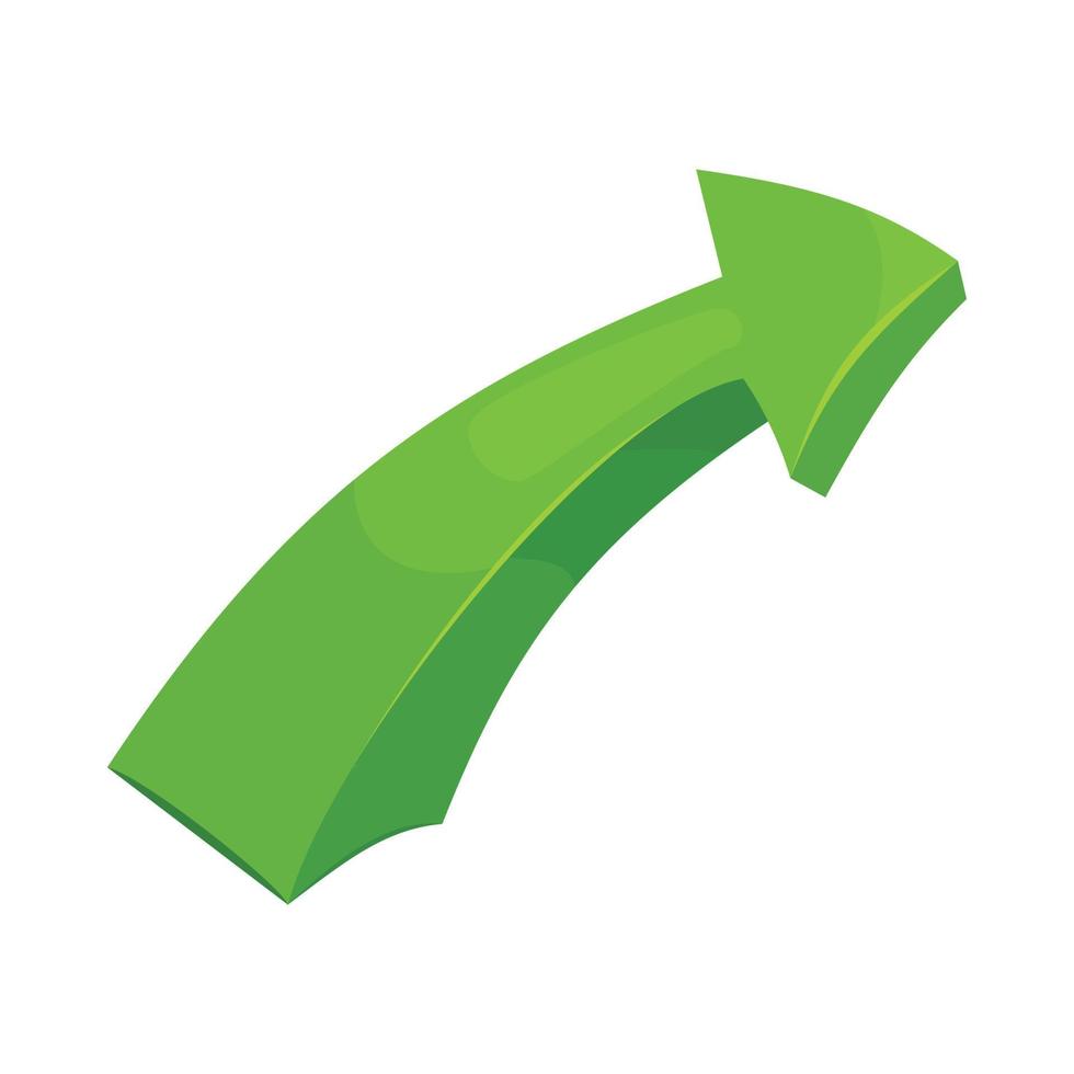 Green right arrow icon, cartoon style vector