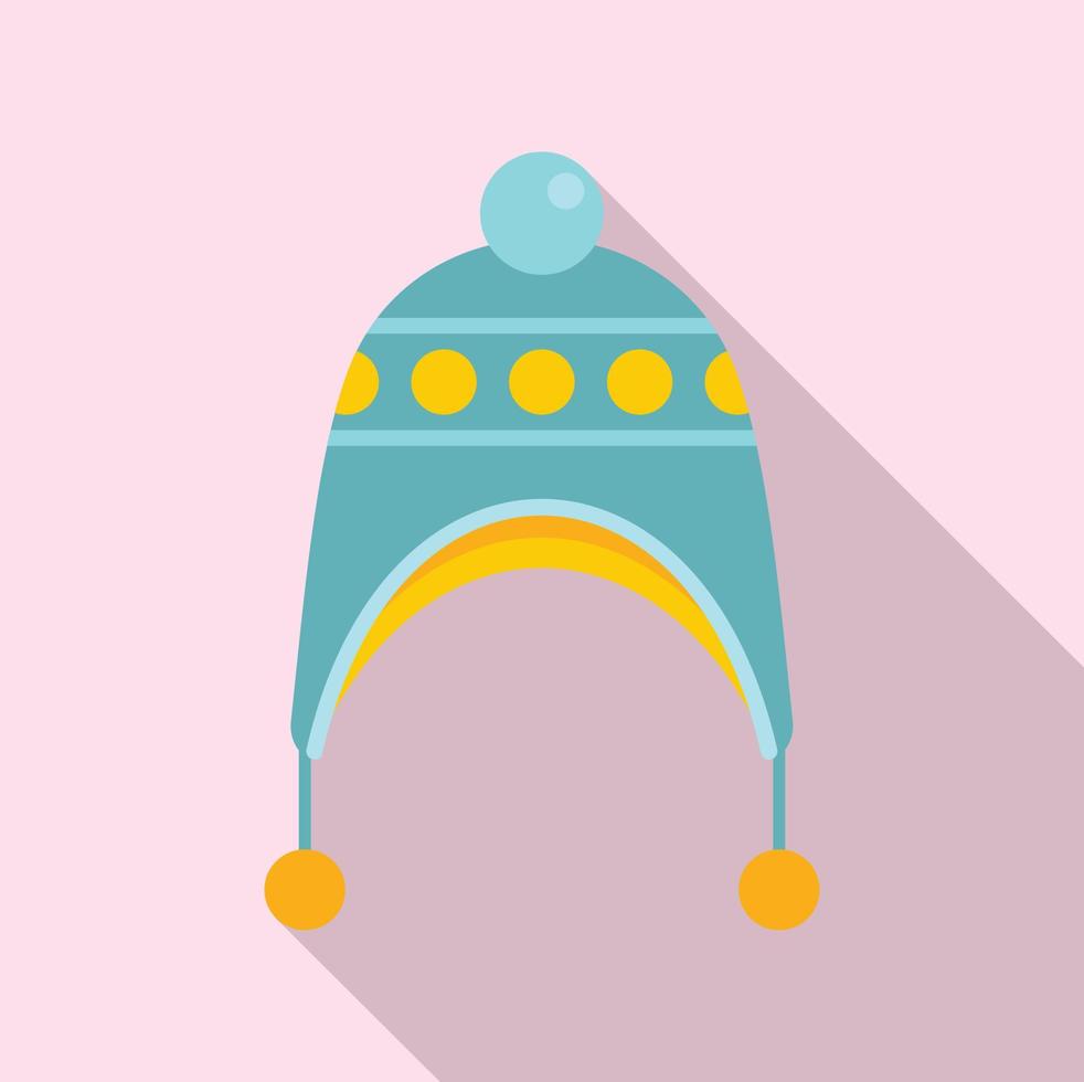 icono de sombrero de invierno, estilo plano vector