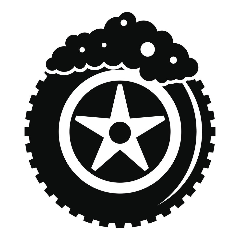 Wash car tire icon, simple style vector