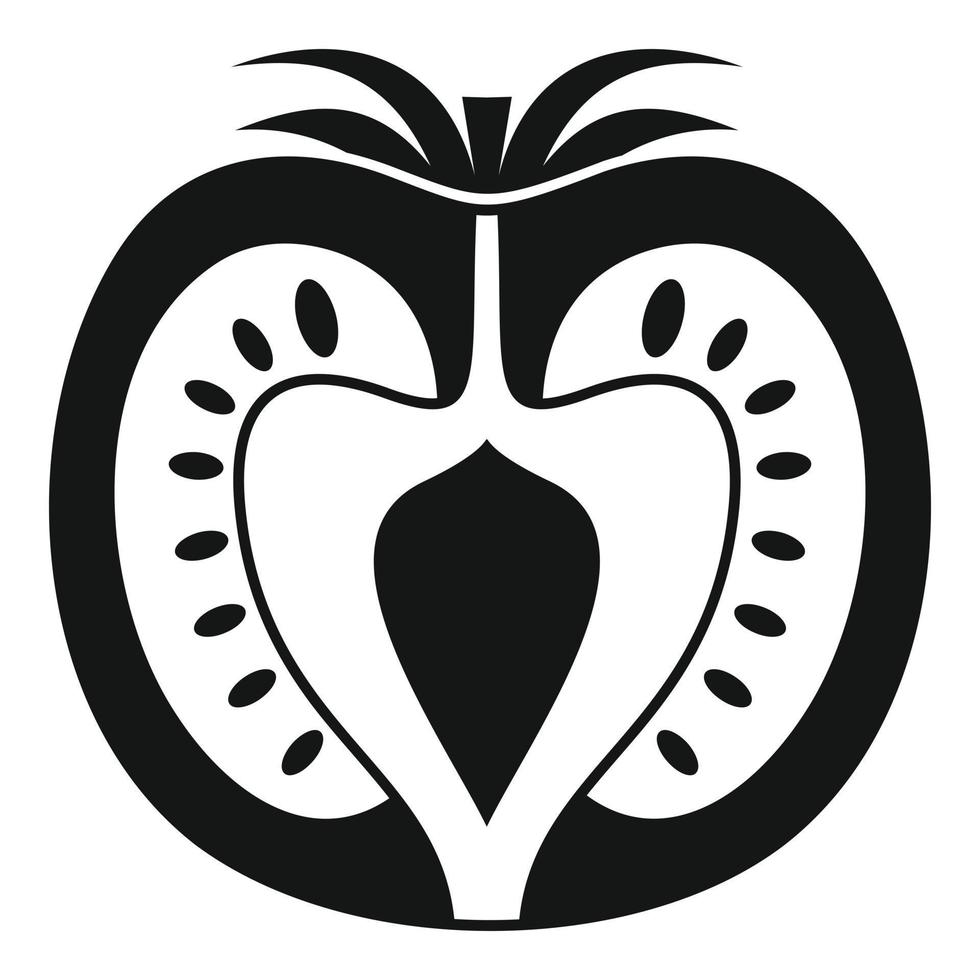 Half tomato icon, simple style vector