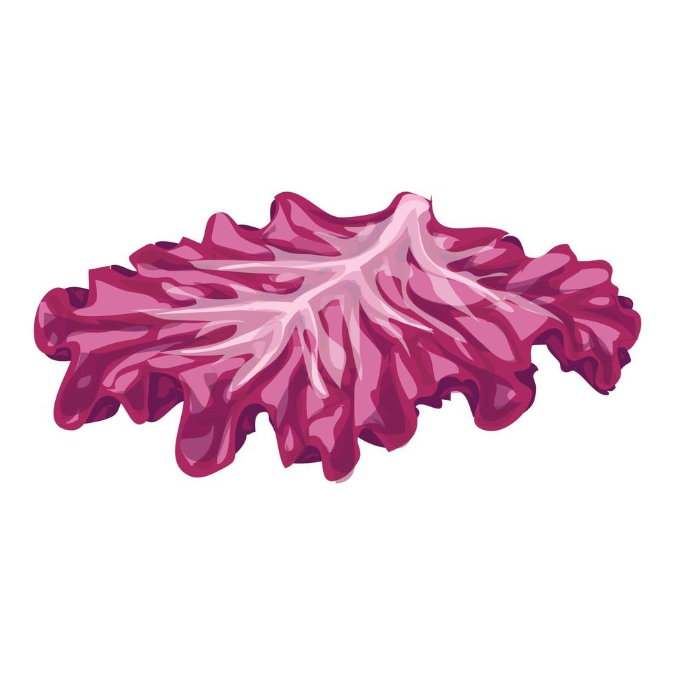 icono de hoja de ensalada violeta, estilo de dibujos animados vector