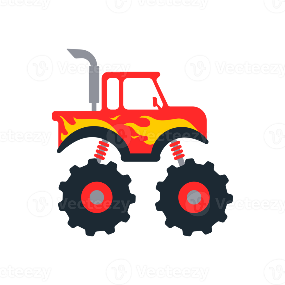 Set of monster trucks. pickup truck with big wheels Cartoon car design  ideas for boys. 14569380 PNG