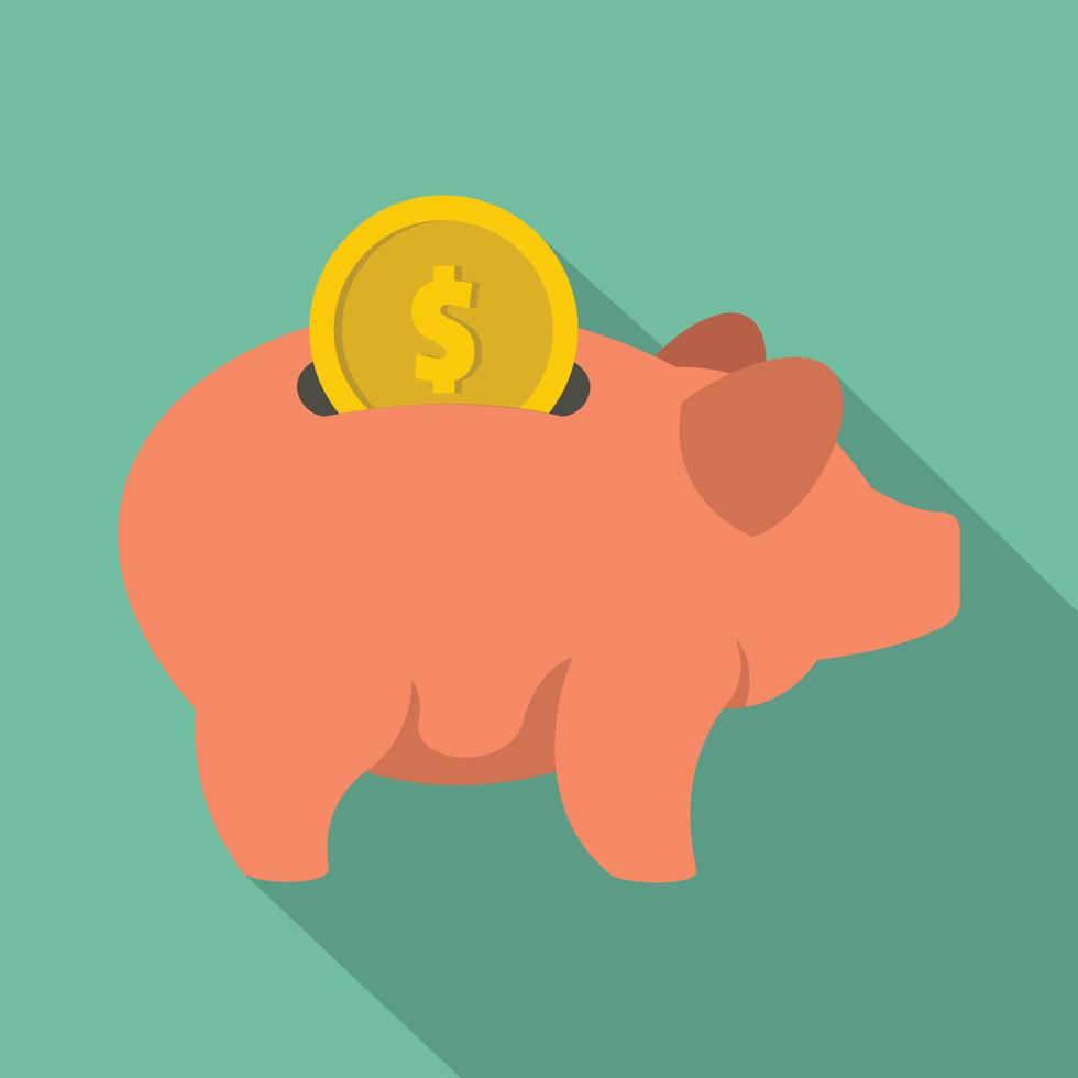 Pig money icon, flat style vector