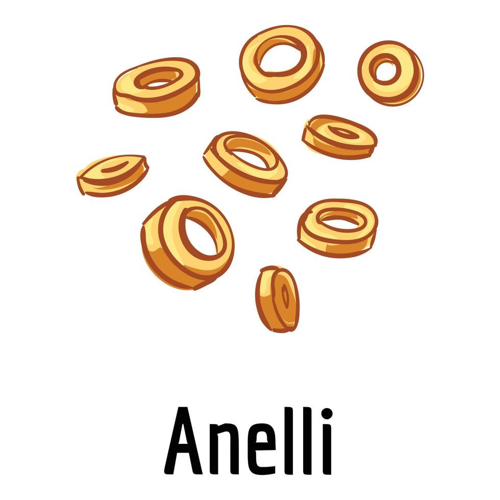 icono de pasta anelli, estilo de dibujos animados vector