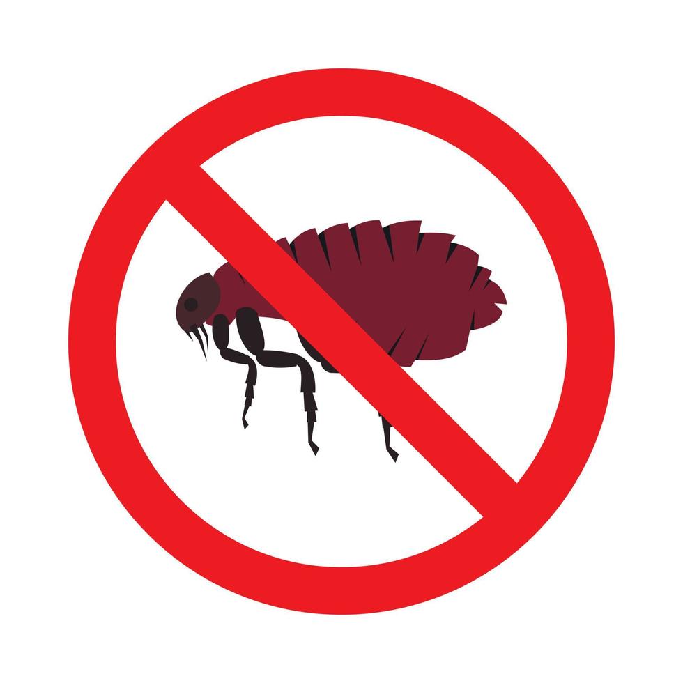 Prohibition sign fleas icon, flat style vector