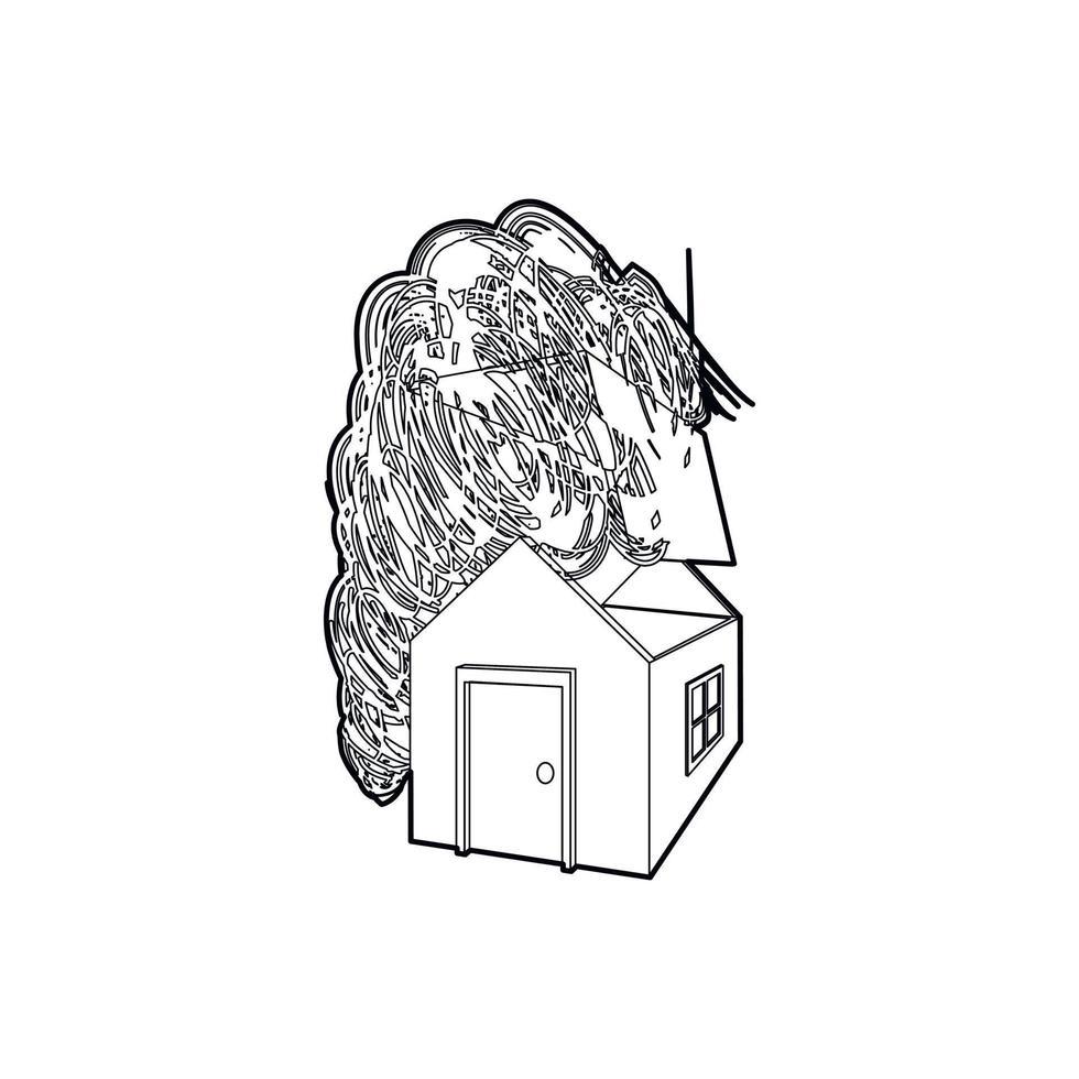 House destroyed by hurricane icon, outline style vector