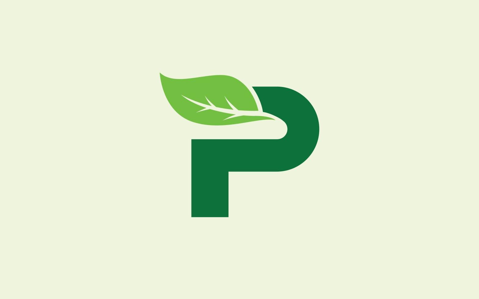 hoja de logotipo p para identidad. ilustración de vector de plantilla de naturaleza para su marca.