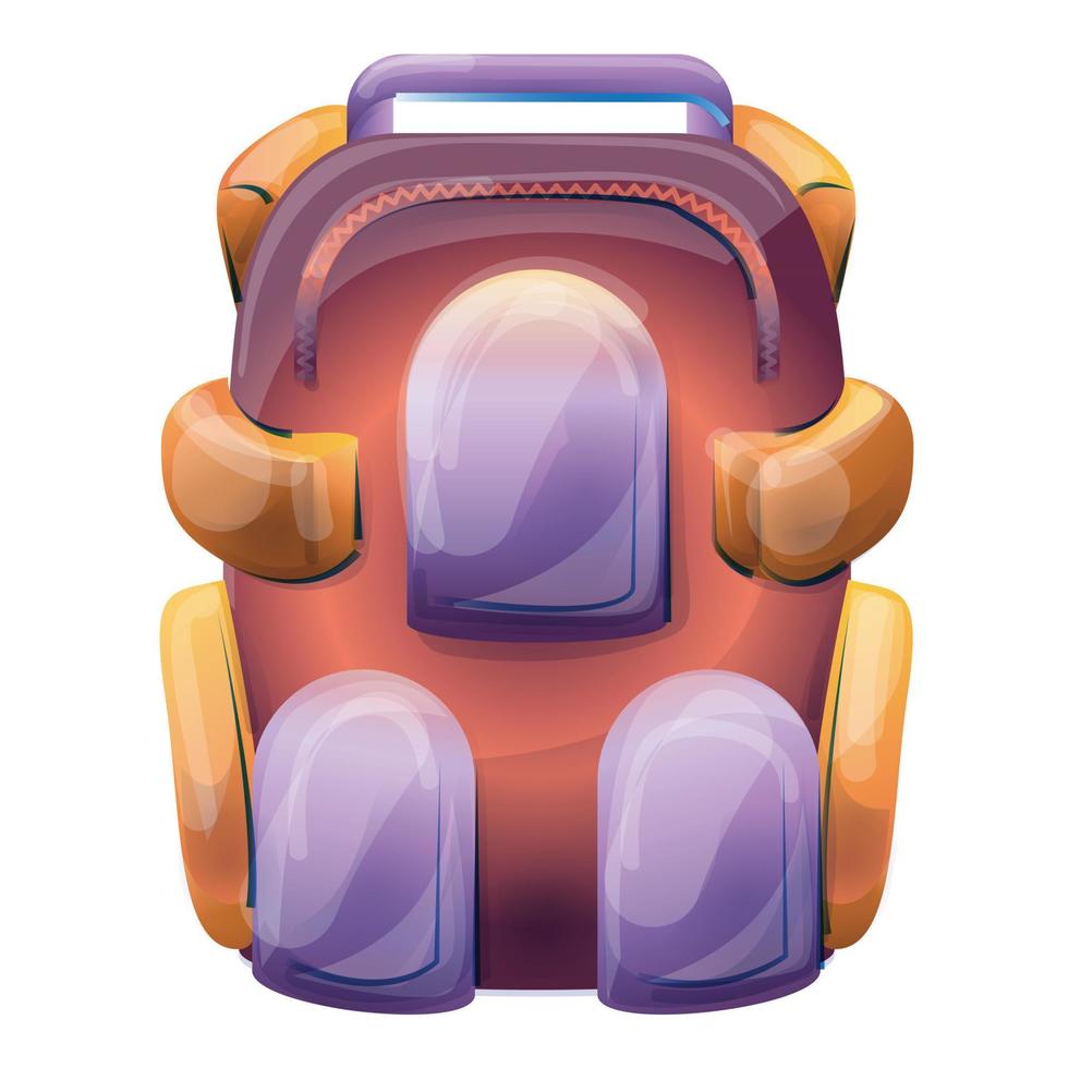 Hiking backpack icon, cartoon style vector