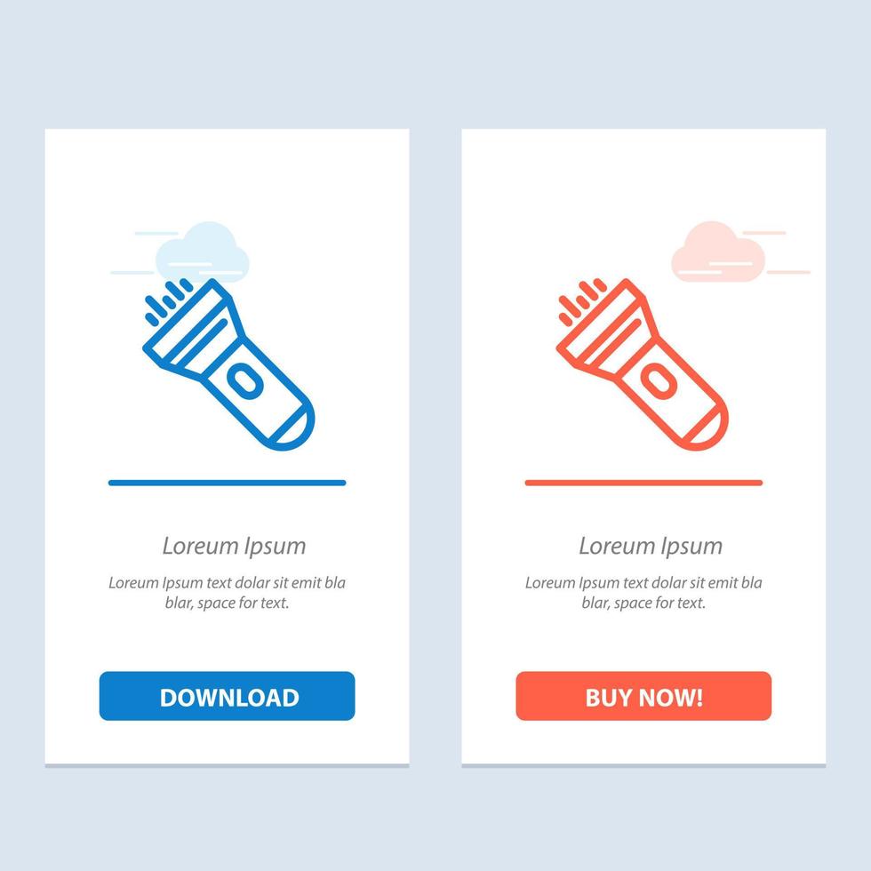 Flashlight Light Torch Flash  Blue and Red Download and Buy Now web Widget Card Template vector
