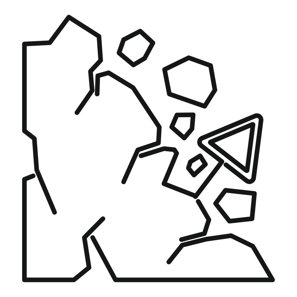 Falling landslide icon, outline style vector