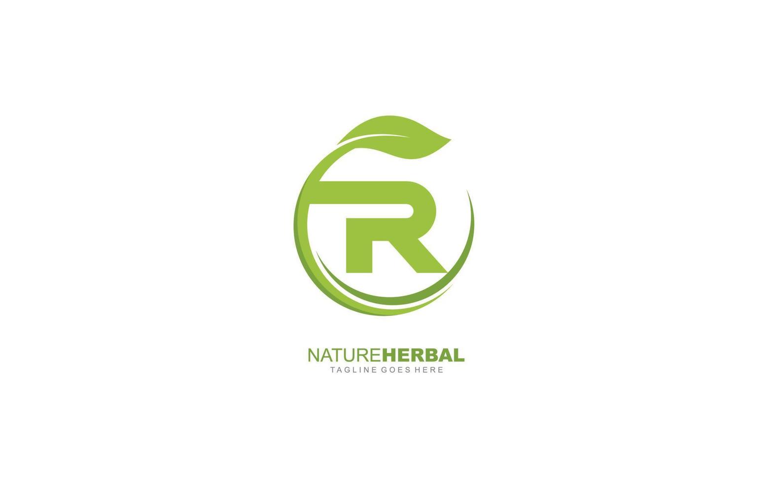 R logo leaf for identity. nature template vector illustration for your brand.