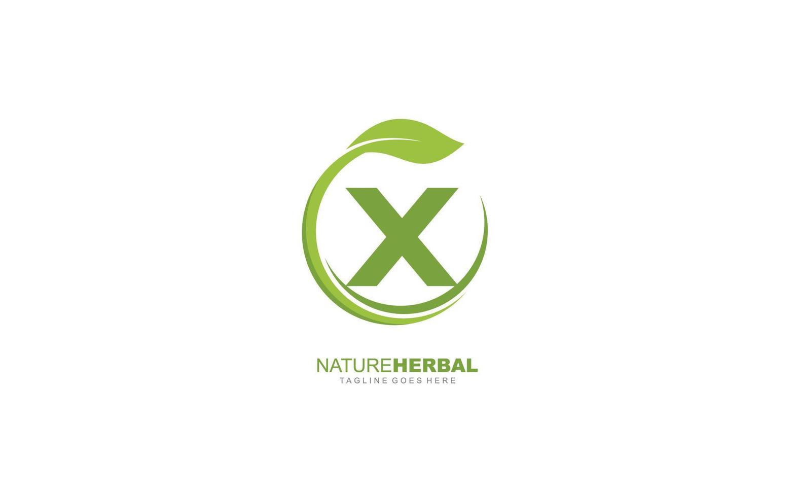 X logo leaf for identity. nature template vector illustration for your brand.