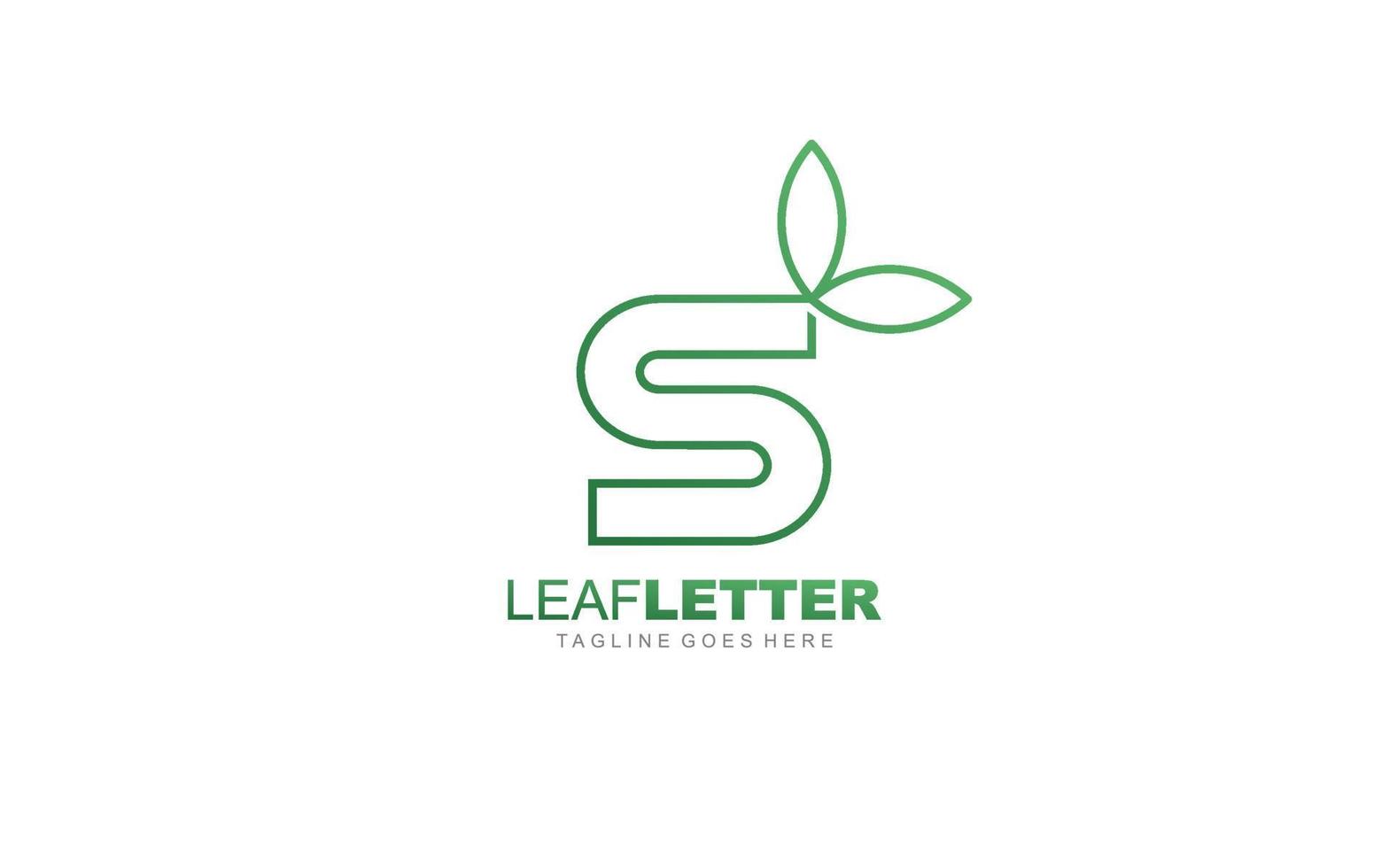 S logo leaf for identity. nature template vector illustration for your brand.