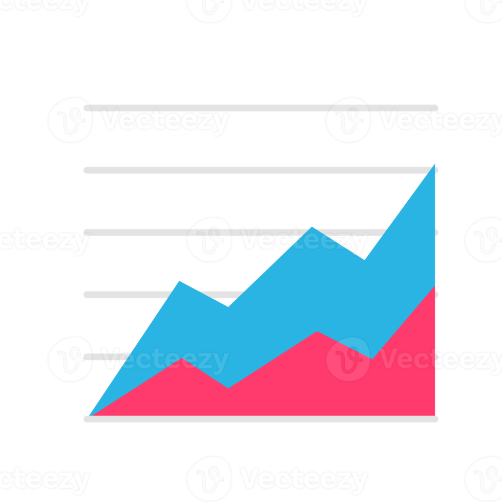 Line graph comparing business performance. Company earnings report concept png