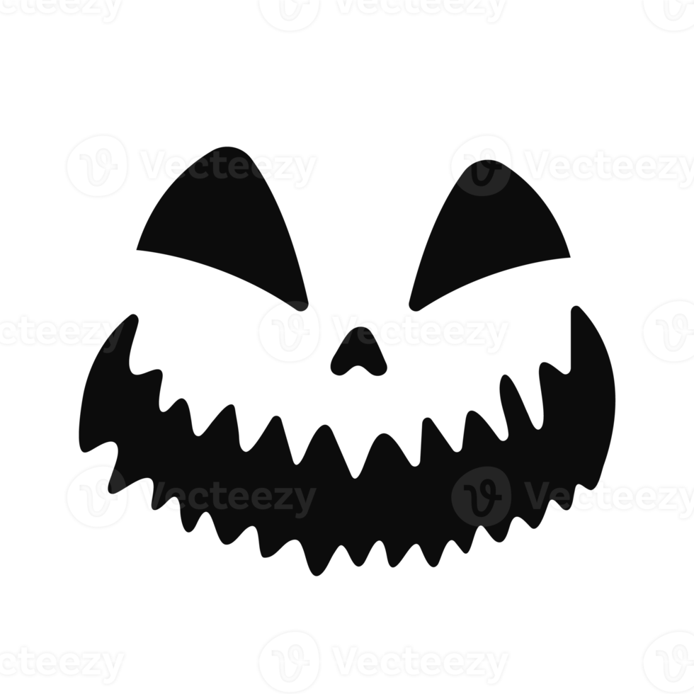 Scary Ghost Horror Face Silhouette For Carving On Halloween Pumpkin png