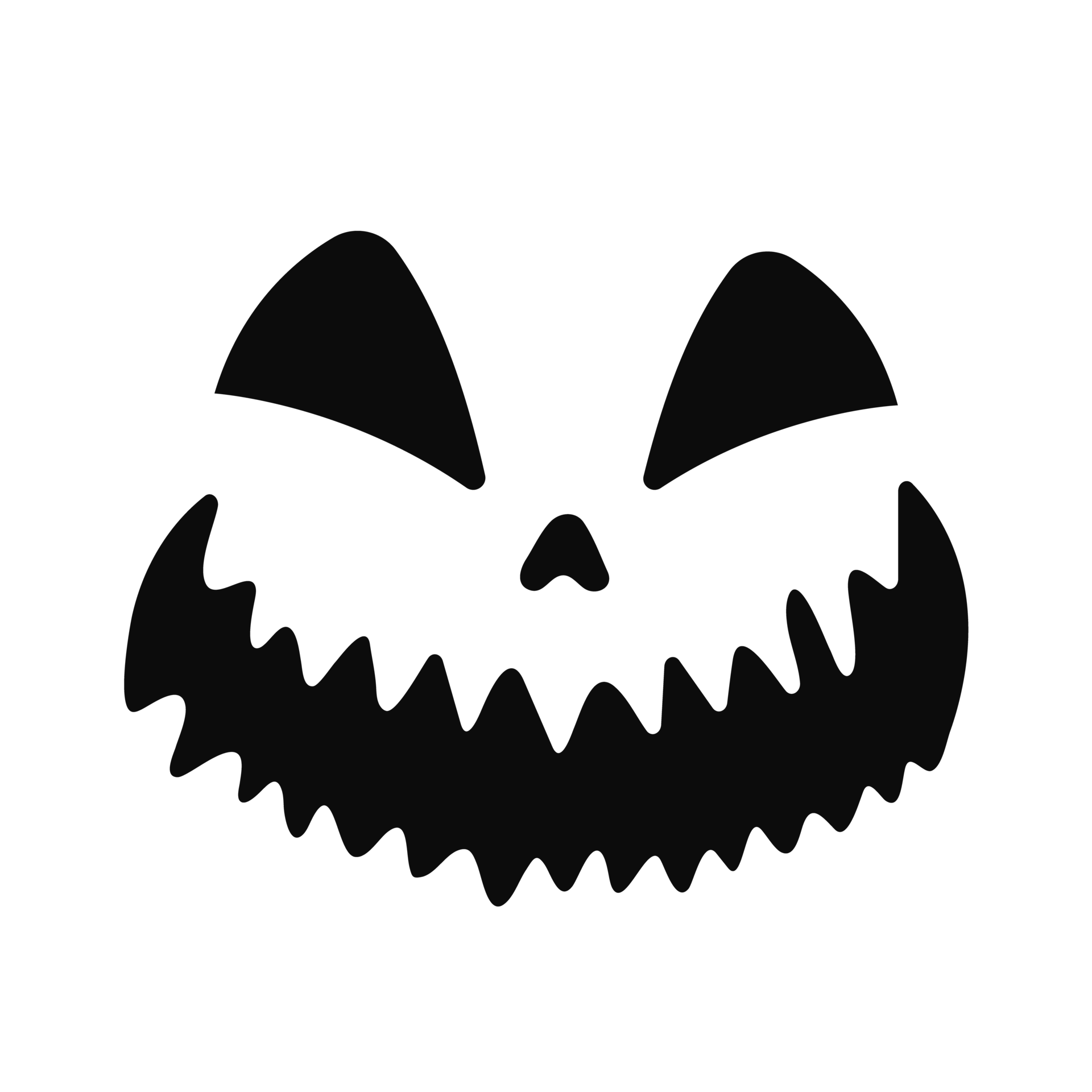 Black Scary face of Halloween pumpkin or ghost o transparent background PNG  - Similar PNG