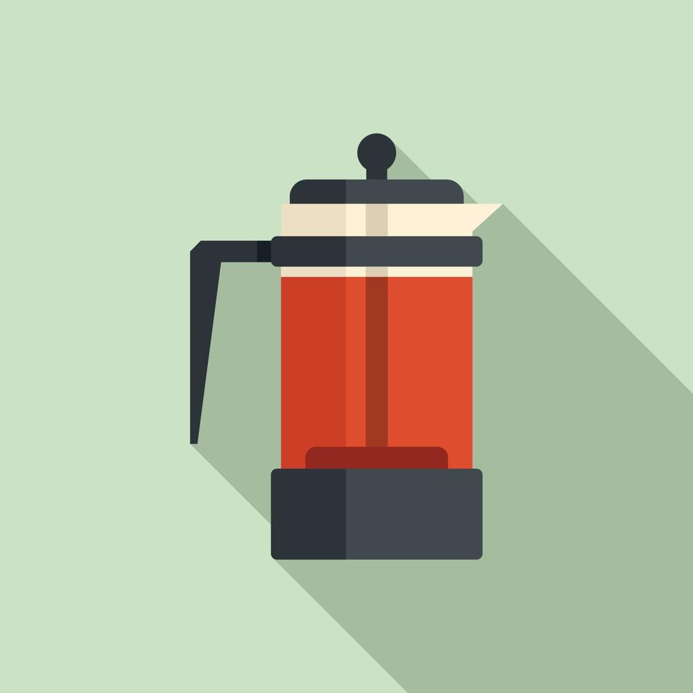 Tea press pot icon, flat style vector