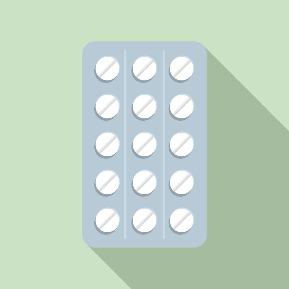 Treatment pills pack icon, flat style vector