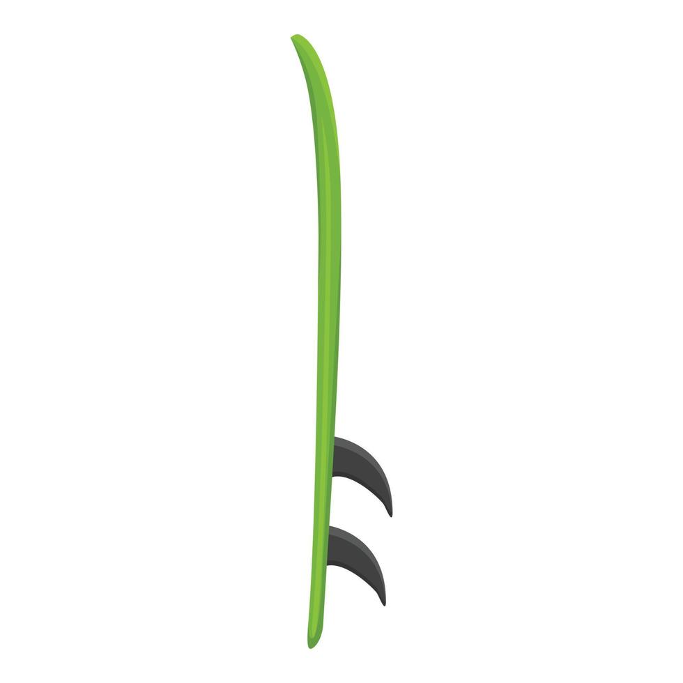 icono de tabla de surf verde, estilo de dibujos animados vector