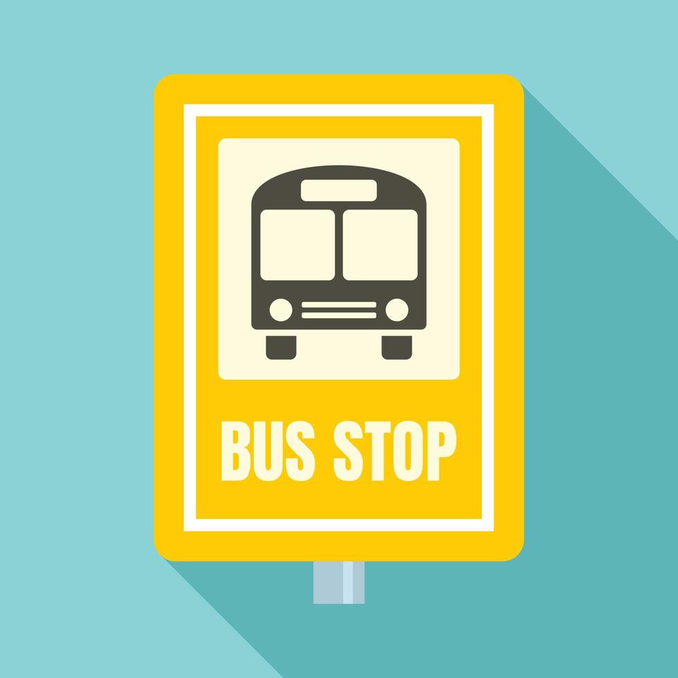 School bus stop sign icon, flat style vector