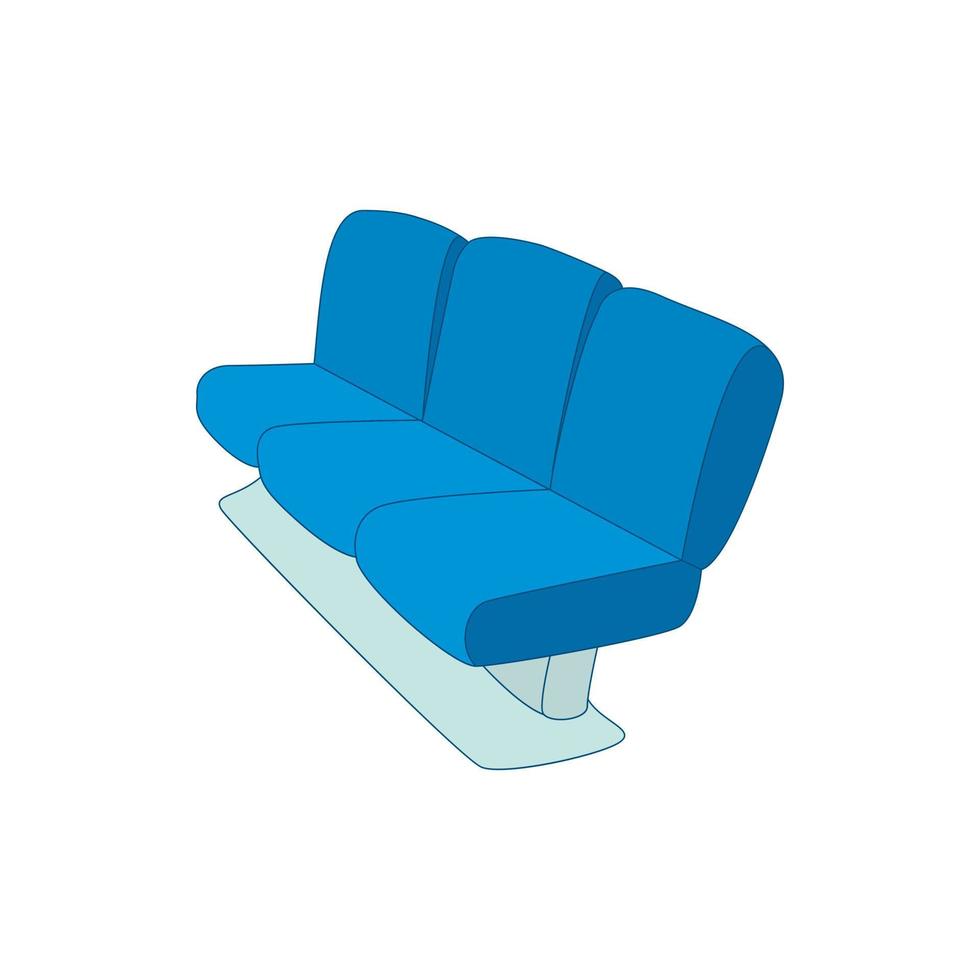 icono de asientos de aeropuerto azul, estilo de dibujos animados vector