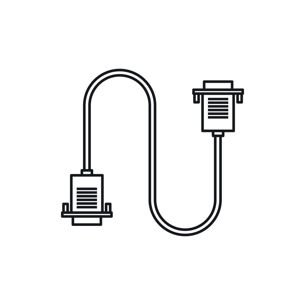 icono de computadora de alambre de cable, estilo de esquema vector