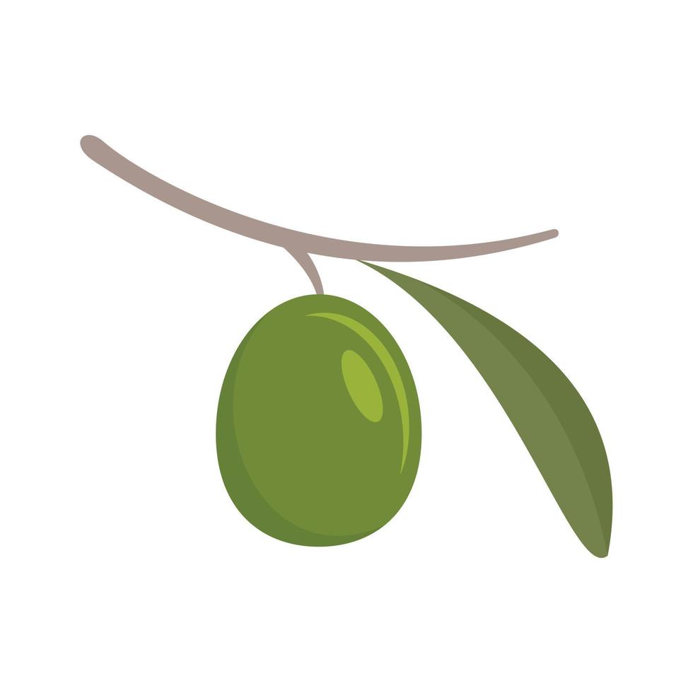 icono de aceituna verde, estilo plano vector