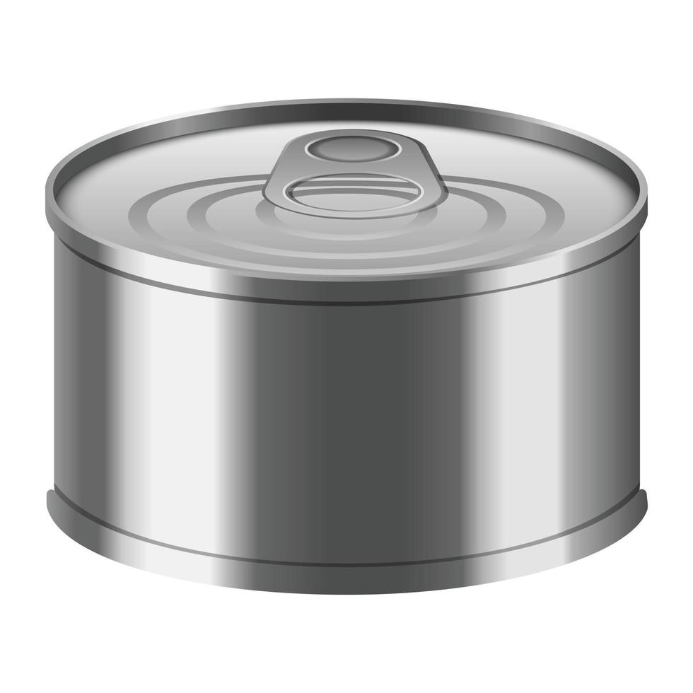 Fish tin can mockup, realistic style vector