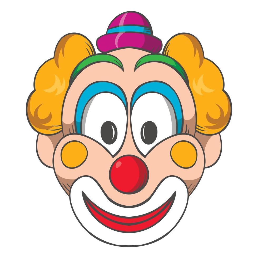 icono de cabeza de payaso, estilo de dibujos animados vector