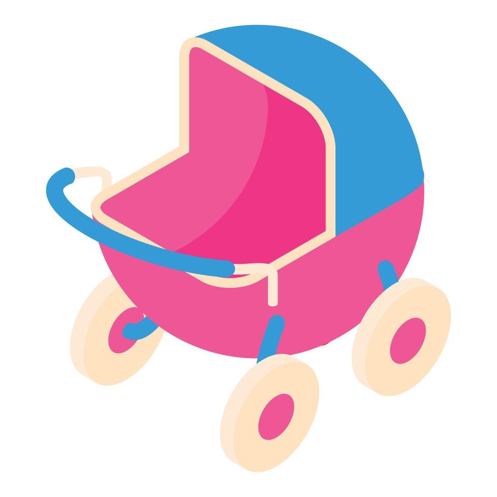 Baby stroller icon, cartoon style vector