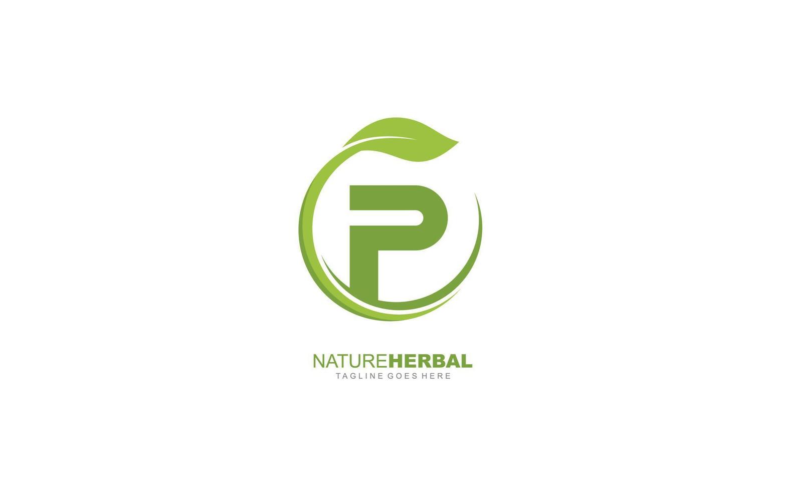 P logo leaf for identity. nature template vector illustration for your brand.