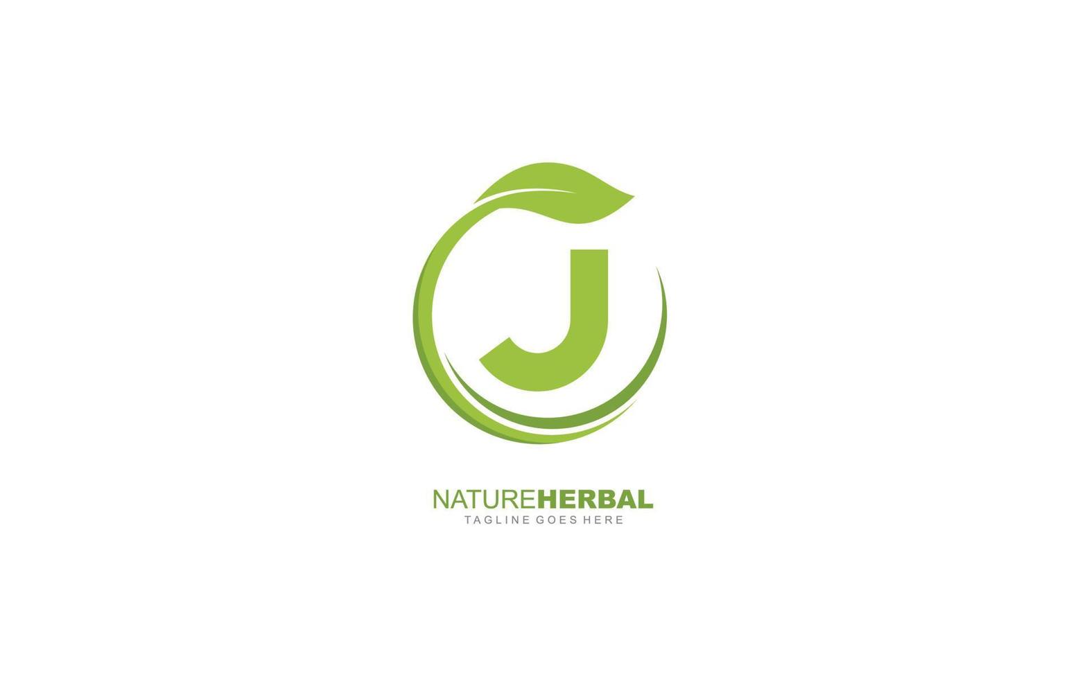 J logo leaf for identity. nature template vector illustration for your brand.