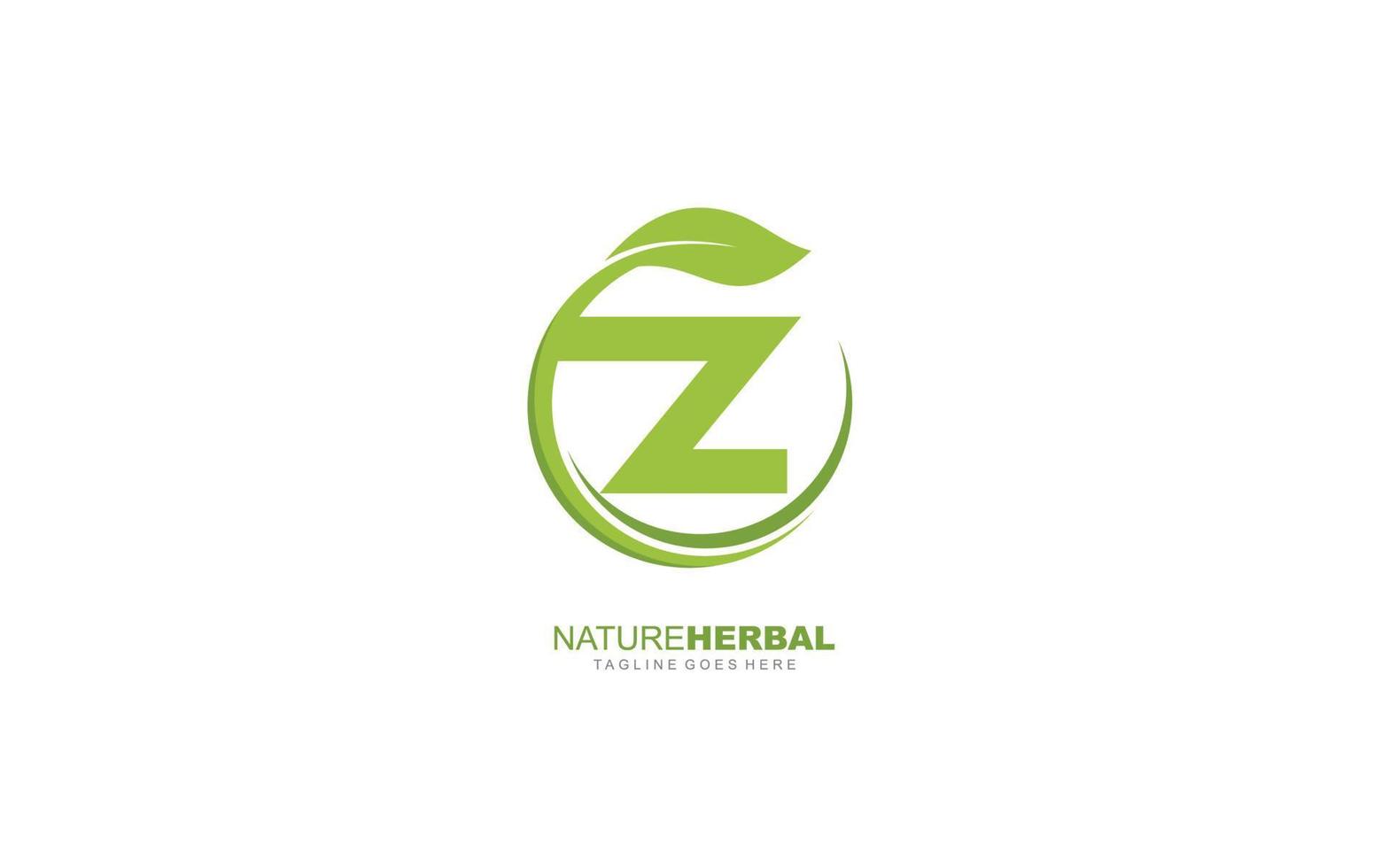 hoja de logotipo z para identidad. ilustración de vector de plantilla de naturaleza para su marca.