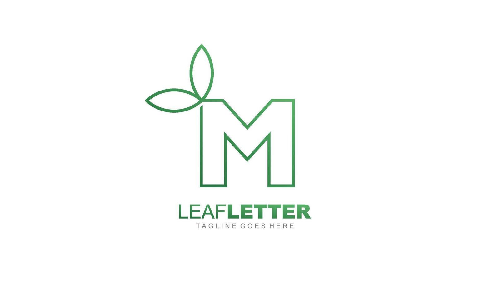 M logo leaf for identity. nature template vector illustration for your brand.