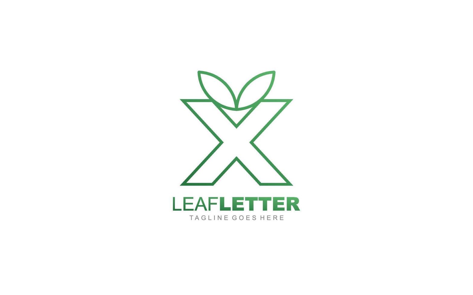 X logo leaf for identity. nature template vector illustration for your brand.