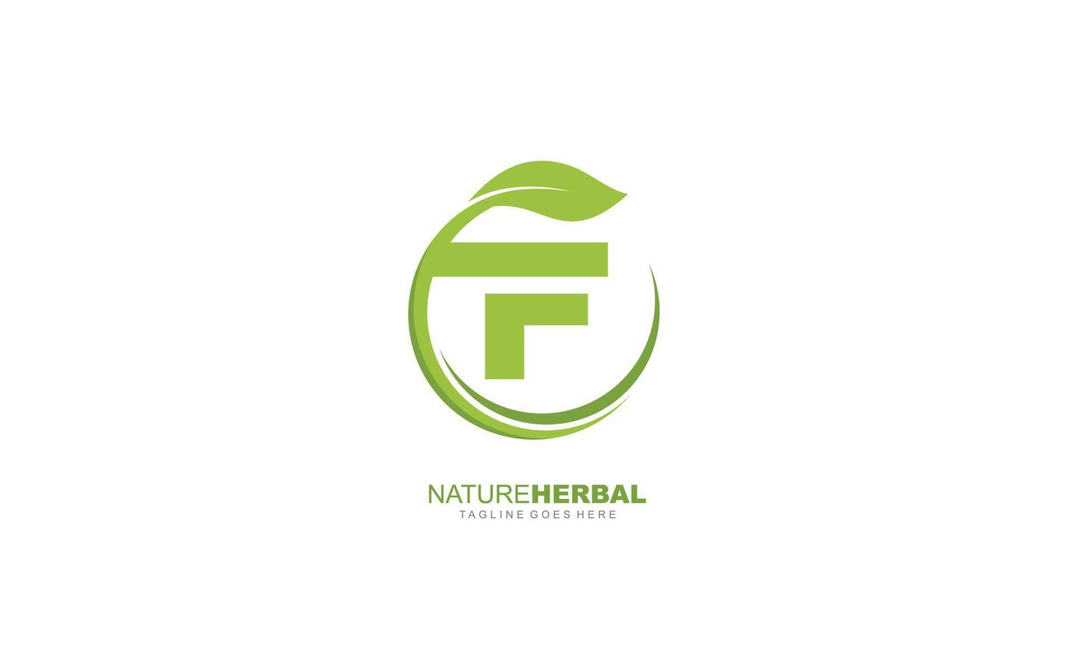 F logo leaf for identity. nature template vector illustration for your brand.