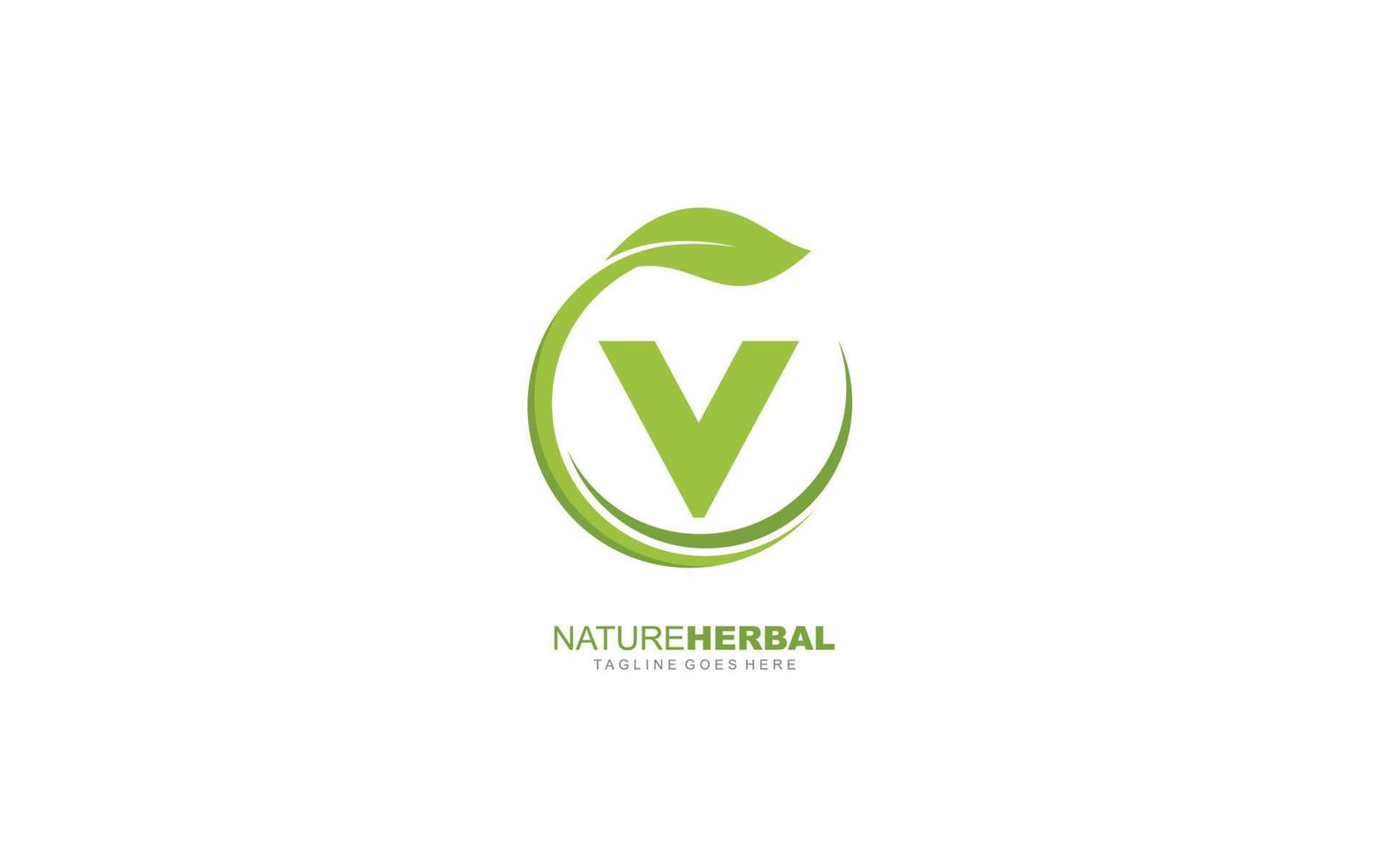 V logo leaf for identity. nature template vector illustration for your brand.