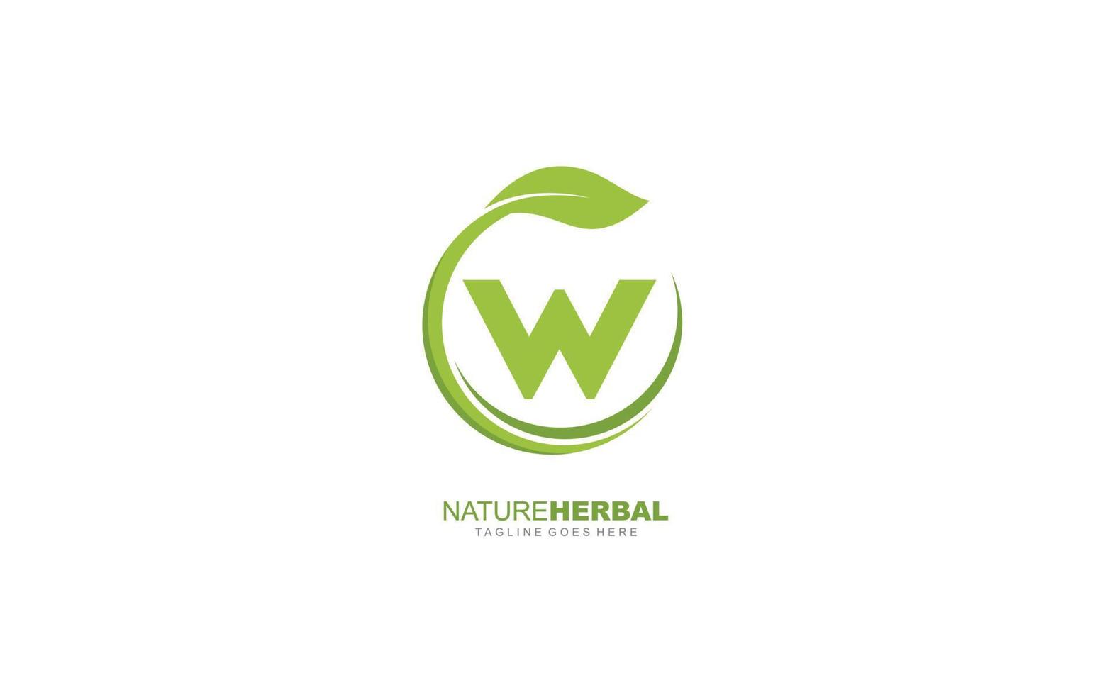 W logo leaf for identity. nature template vector illustration for your brand.