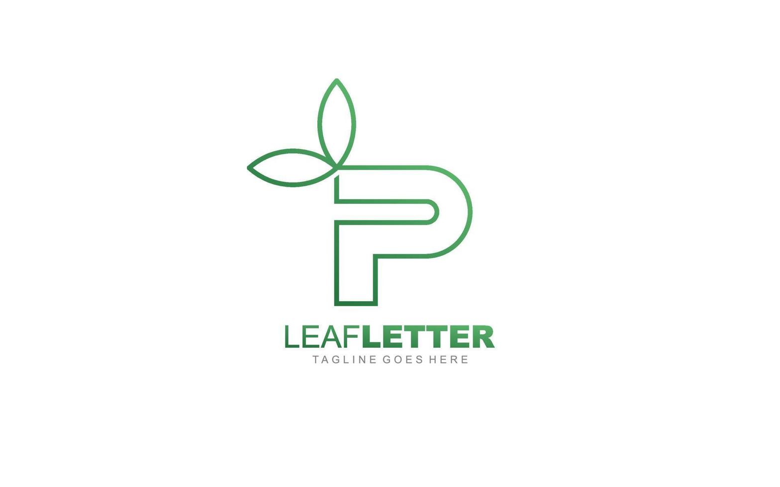 P logo leaf for identity. nature template vector illustration for your brand.