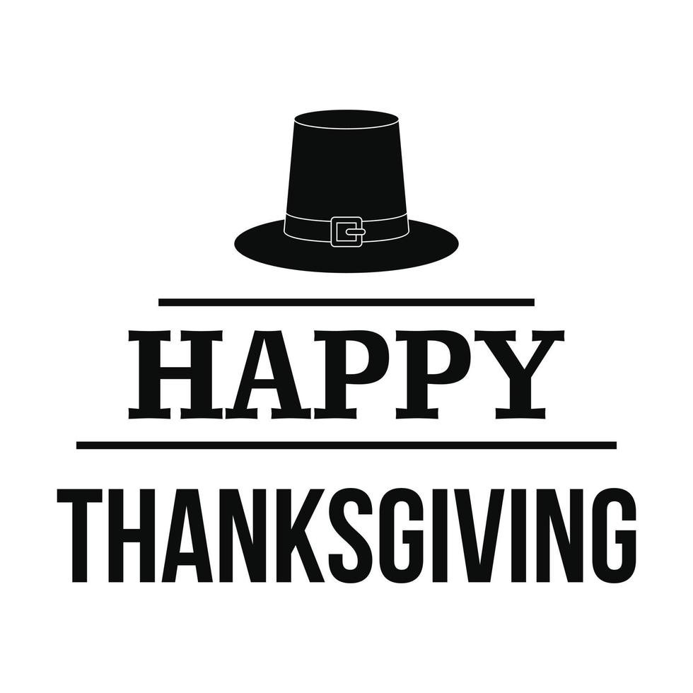 Hat happy thanksgiving logo, simple style vector