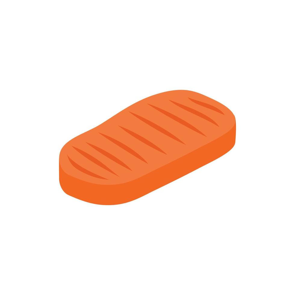 Grilled steak icon, isometric 3d style vector