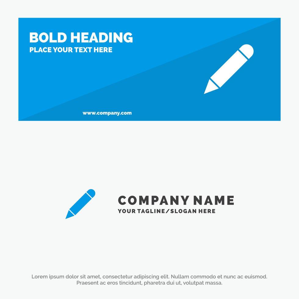 Pencil Study School Write SOlid Icon Website Banner and Business Logo Template vector